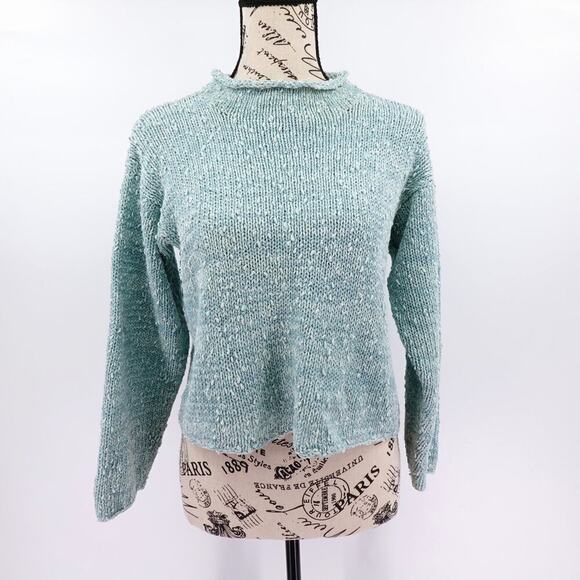 Dressing Betsy Marblehead Crop Sweater Womens XS Blue Knit Textured Y2K Pullover - Picture 1 of 10